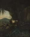 A Shepherd and Cattle in a Cave