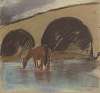 Watering (Horse Drinking from a River under an Arch Bridge)