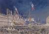 Illuminations de l’Hôtel de Ville lors de la fête nocturne sur la place. Fêtes Franco-Russes à Paris, le 19 octobre 1893