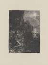 Dieu marin sur une rive rocheuse au clair de lune