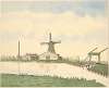 Papiermolen De Schoolmeester aan het Guispad, (nu Guisweg 28) met rechts een ophaalbrug