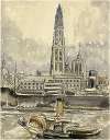 Onze-Lieve-Vrouwe Kathedraal te Antwerpen vanop de Schelde