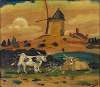 Moulin et deux vaches (Ile-de-France)