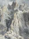 Cima di Fiocobon und Cima di Campido vom Nordwestrande des Altipiano delle Pale di San Martino