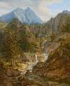 Mühle an einem Gebirgsbach vor dem Watzmannmassiv