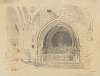 Ruines de l’abbaye de Villers-la-Ville – alcôve avec rosace dans le cloître et emplacement de gisant