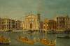 Venice; The Grand Canal with the Church of San Stae, with gilded gondolas in the foreground