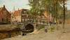 Stadsgezicht met brug