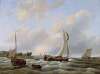 Vissersvaartuigen en binnenschepen op het Hellegat in de Oosterschelde