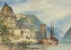 View of a town, possibly Oberwesel, on the Rhine, Germany