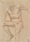 An academy of a male nude seated