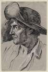 De kop van een man met hoed: en profil, naar links