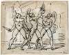 Drie antieke krijgers die elkaar trouw zweren