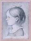 Portrait of 4 year old Marie Danville, bust in profile to the left