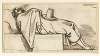 Resting man, lying on his back, a hat over his groin