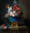 Bouquet of Flowers in a Blue Porcelain Vase