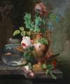 Still Life With Flowers In A Vase And Goldfish Bowl