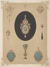 Nine Designs For Jewelry, Including Large Brooch Of Pearls And Diamonds.