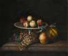 Peaches On A Silver Tazza With Grapes, A Pear, A Melon And A Bird On A Marble Ledge