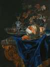 Still Life With A Melon And A Peach On A Silver Platter