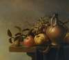 Still Life With A Ewer And Some Fruit On A Partly-Draped Stone Ledge