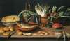Still Life With A Fish On A Terracotta Plate, Bunches Of Asparagus, Artichokes And Cherries In A Scalloped Dish,
