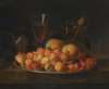 Still Life Of Strawberries, Cherries And Peaches On A Silver Dish
