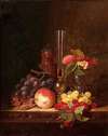 Still Life with Ceramic Jug, Wine Glass, and Tazza with Fruit