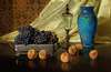 Still Life with Peaches and Grapes in a Silver Dish