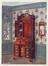 Mahogany cabinet-topped block-front scrutoir, Mahogany and gilt constitution mirror