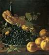 Still Life with Bread, Apples, Grapes and a Bottle