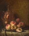 Still life with vessel and peaches