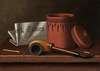Still Life with New York Times, Tobacco Jar, Pipe and Matches