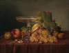 Still Life with Champagne Glass and Fruit on a Damask Cloth