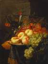 Still Life with Fruit and a Cherry Branch over a Berkemeyer Glass