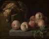 Still life with peaches and partridge