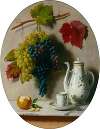 A still life with grapes and tea pot