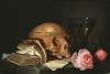 A Vanitas Still-Life with a Skull, a Book and Roses