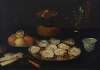 Oysters on a pewter dish, a Wanli porcelain bowl, three façon-de-Venise wine glasses, oranges, lemons