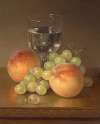 Still Life, Wineglass, Two Peaches