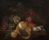 Composition with lemon, grapes and oysters