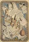 Trompe l’œil of music instruments and scores