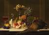 Large fruit still-life with pheasant and wine glass