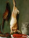 Still life; hare, pheasant, a lobster, and a jug