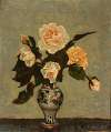 Flesh-coloured roses and bud