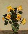 Yellow roses and green flower-vase