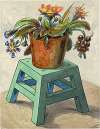 Stoel met Vaas en Bloemen