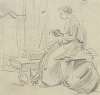 Sitting woman, seamstress