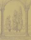 Zypressen im Kreuzgang von S. Maria degli Angeli e dei Martiri in den Diokletiansthermen in Rom