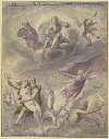 Neptun und Amphitrite mit Seegöttern, Pferden und der schwebenden Fama, in den Wolken Jupiter, Merkur und ein dritter Gott